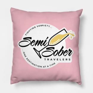 Semi Sober Travelers Champagne design with solid background Pillow