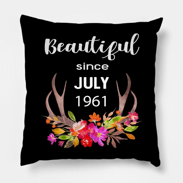 Deer Antler Elk Hunting Flower Horn Beautiful Since July 1961 Pillow by familycuteycom