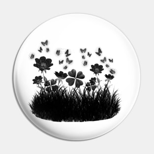 Black flowers and butterflies Pin