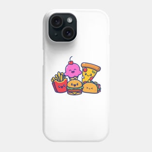 Cute Burger With Taco, French Fries, Pizza, And Ice Cream Phone Case