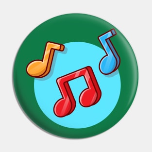 Colorful Music Note Cartoon Vector Icon Illustration Pin