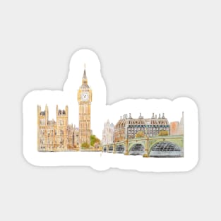Big Ben and Westminster palace watercolor Magnet