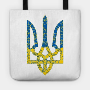 Ukrainian national emblem trident tryzub with stroke texture white Tote