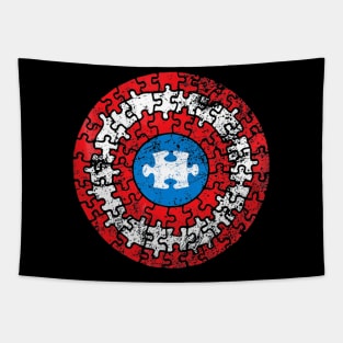 Autism Awareness Puzzle Superhero Shield Tapestry