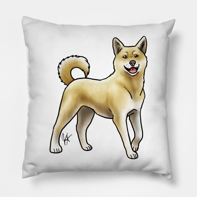 Dog - Korean Jindo - Tan Pillow by Jen's Dogs Custom Gifts and Designs