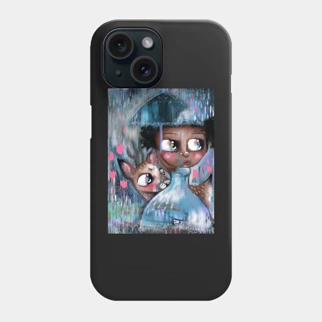 Oh! Deer, It's Raining Phone Case by Hyssopartz