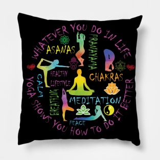 Yoga Meditation Trainer Chakra Asanas Yogi T shirt and Gift Items Pillow