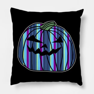 Mostly Blue Stripes Halloween Horror Pumpkin Pillow