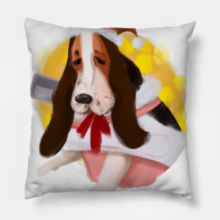 Cute Basset Hound Drawing Pillow