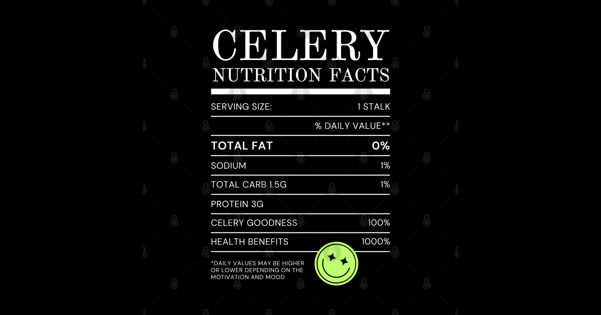 Celery Nutrition Facts Celery Nutrition Facts Sticker TeePublic