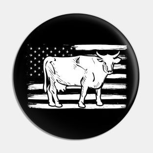 American Flag With Cow Vintage Design Pin
