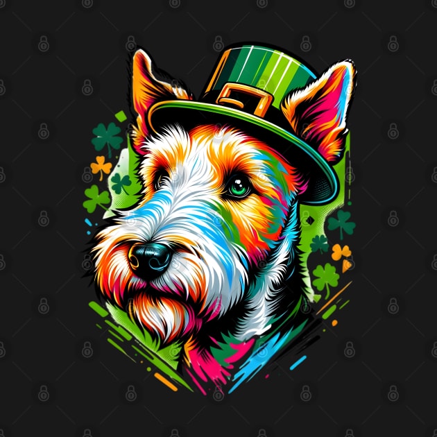 Wire Fox Terrier Dons Leprechaun Hat for St Patrick's Day by ArtRUs