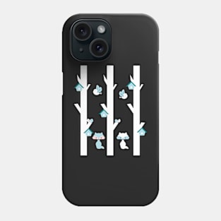 Foxes and cute birds at night Phone Case