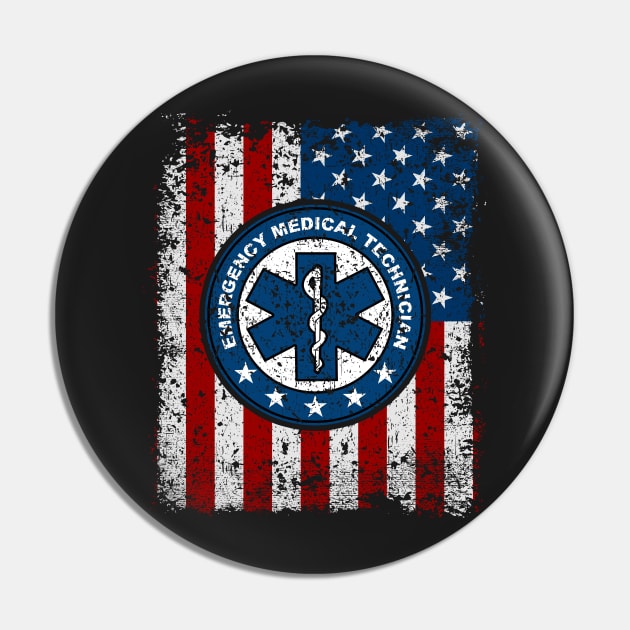 Emergency Medical Technician American Flag Pin by RadStar