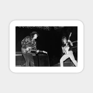 Stevie Ray Vaughan and Jeff Beck BW Photograph Magnet