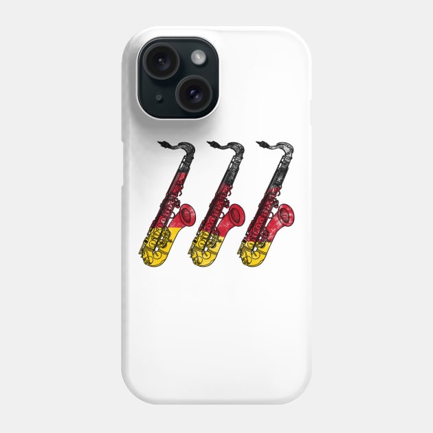 Saxophone German Flag Saxophonist Sax Player Germany Phone Case by doodlerob