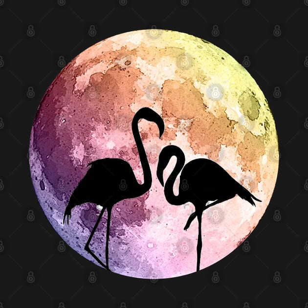 Flamingo and pink moon by Collagedream