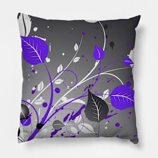 Purple White Grey Floral Art Pillow