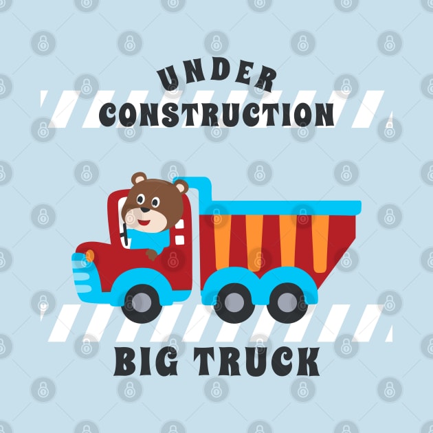 Vector illustration of contruction vehicle with cute litle animal driver. by KIDS APPAREL