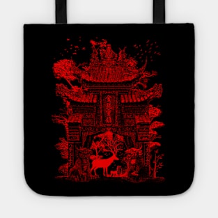 Japanese red temple gate Tote