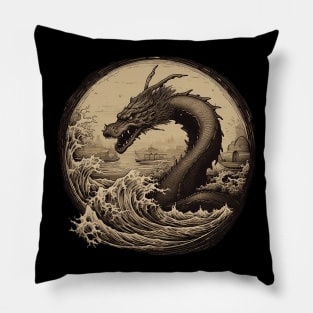 Japanese Sea Dragon Vintage Pillow