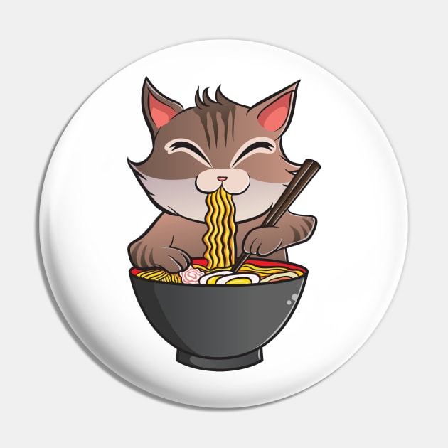 Cute & Funny Anime Kitty Ramen Kawaii Cat Pin by theperfectpresents