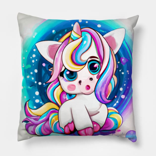 Baby Unicorn Pillow by Morrigan Austin