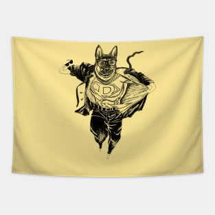 Super German Shepard, dog, guard dog, Parody Fun Super Hero! Tapestry