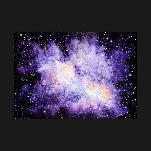 Watercolor Galaxy, Stars and Shine in Outer Space by Cordata