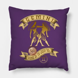 Gemini May 21 to June 20 Vintage Pillow