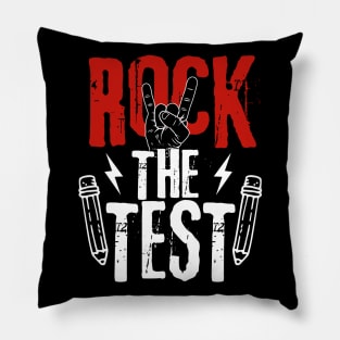 Retro Metal Rock The Test Day Funny Hand Sign Exam Testing Pillow