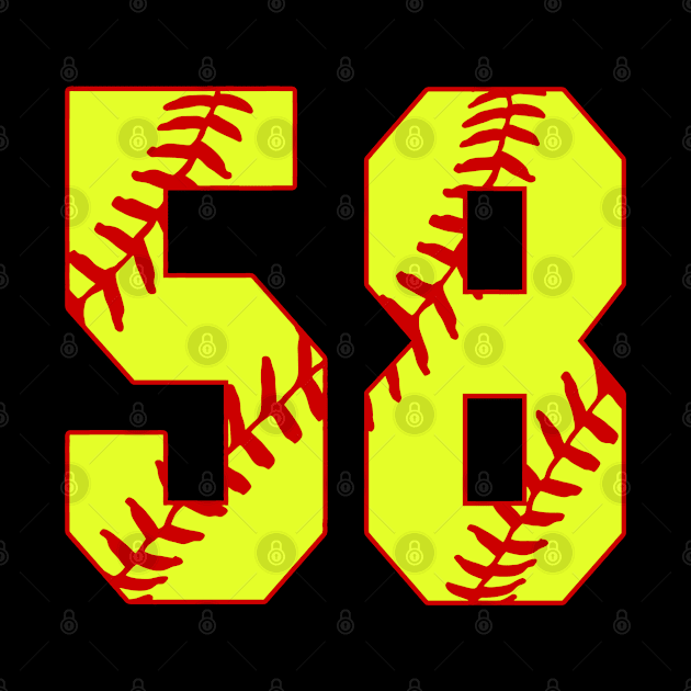 Fastpitch Softball Number 58 #58 Softball Shirt Jersey Uniform Favorite Player Biggest Fan by TeeCreations