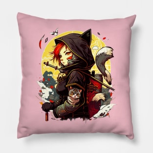 Cat Girl Ronin Pillow