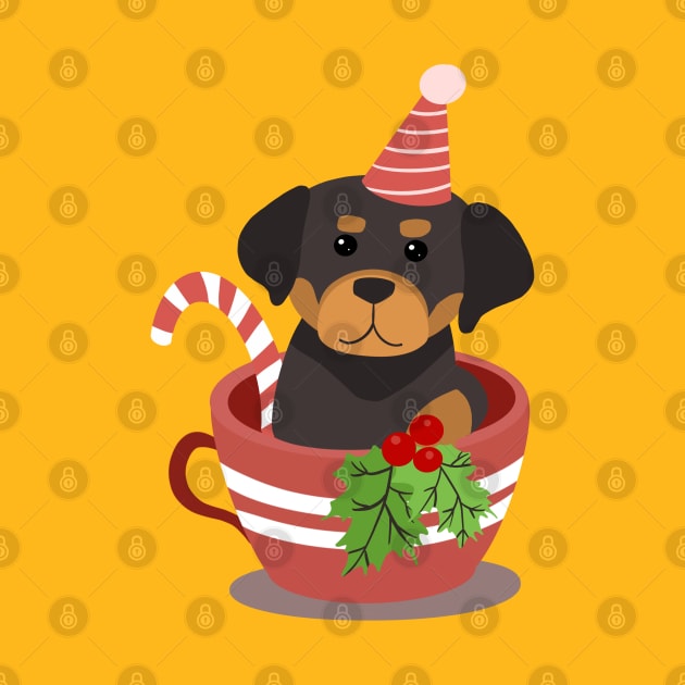 Cute Rottweiler Puppy In A Cup | Merry Christmas by i am Cuta