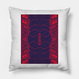 Red and blue cubist pattern Pillow
