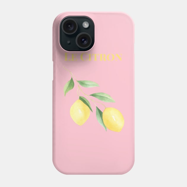 Le Citron Lemon Graphic with French word Phone Case by yourstruly