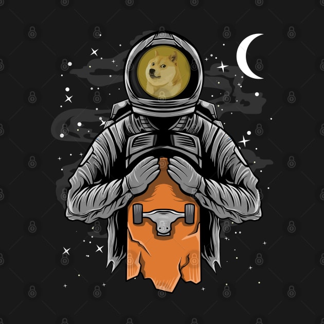 Astronaut Skate Dogecoin DOGE Coin To The Moon Crypto Token Cryptocurrency Wallet Birthday Gift For Men Women Kids by Thingking About