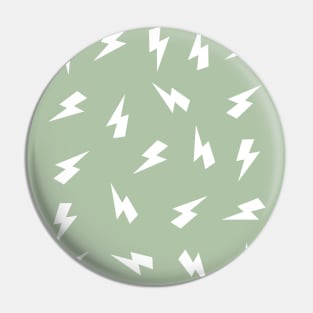 Sage Green and White Lightning, Thunder, Bolts Pattern Pin