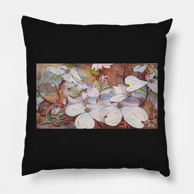 White Dogwood Flowers Pillow by sampabhakta