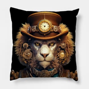 Mechanical Majesty - Steampunk Lion Pillow