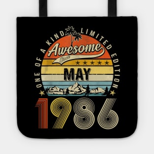 Awesome Since May 1986 Vintage 37th Birthday Tote