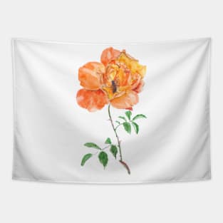 orange rose and a busy bee Tapestry