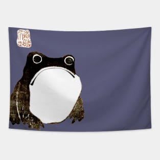 Sad Portly Japanese Frog Toad Tapestry