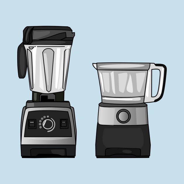 Food processor & blender cartoon illustration by Miss Cartoon