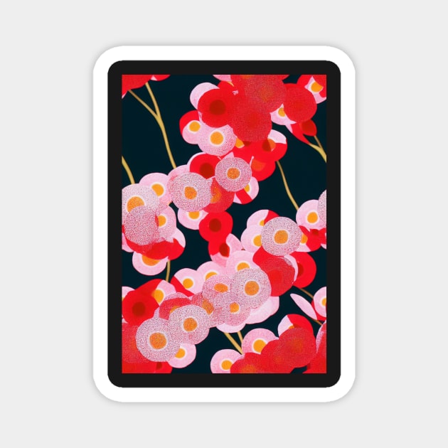 Beautiful Stylized Pink Red Flowers, for all those who love nature #214 Magnet by Endless-Designs