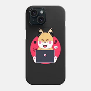 Kawaii shiba inu dog working from home Phone Case