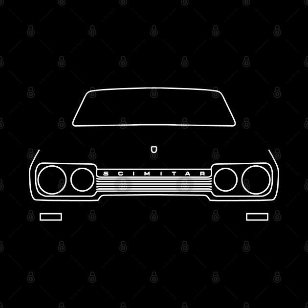 Reliant Scimitar classic car outline graphic (white) by soitwouldseem