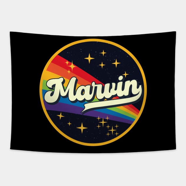 Marvin // Rainbow In Space Vintage Style Tapestry by LMW Art