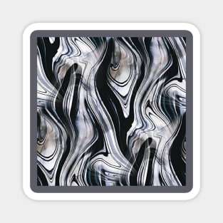 Black and White Swirl Marble Glass Magnet