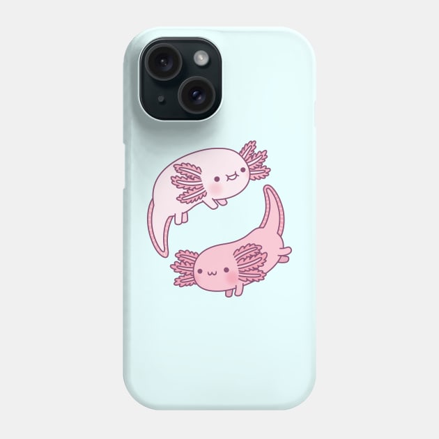 Cute Axolotls Yin Yang Phone Case by rustydoodle